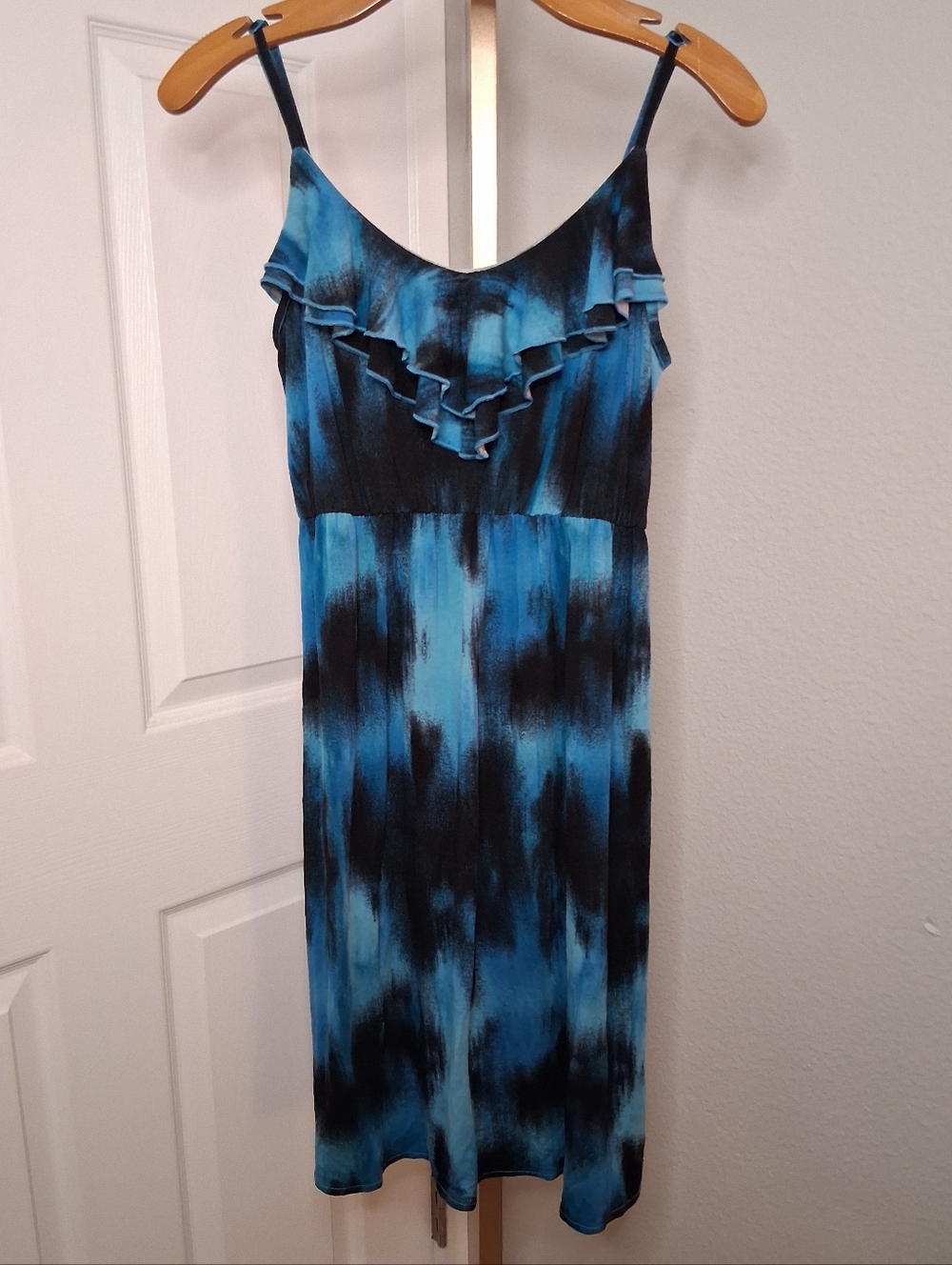 2/$5 - A.N.A Blue Ruffle Dress Small Midi - Picture 1 of 4